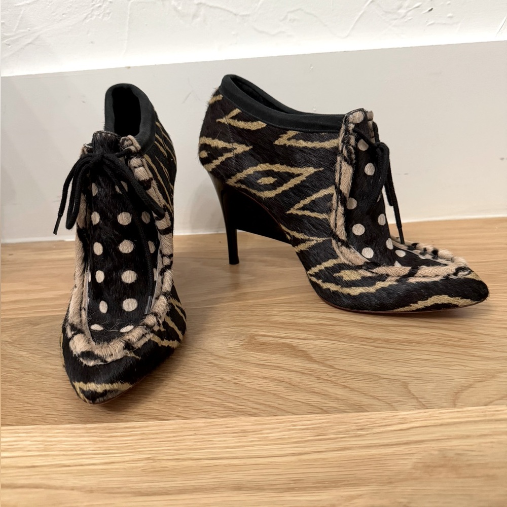 RARE! Auth LOEFER RANDALL Multi-Patterned Printed Heeled Booties 9.5 $695!